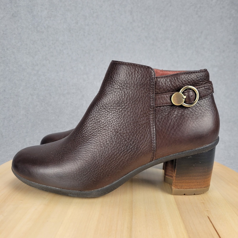 Dansko Perry Ankle Brown Pebbled‎ Leather Boots Block Heel Womens 41 US 10.5